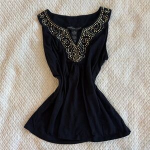 Josephine Chaus Black Top with Gold Accents